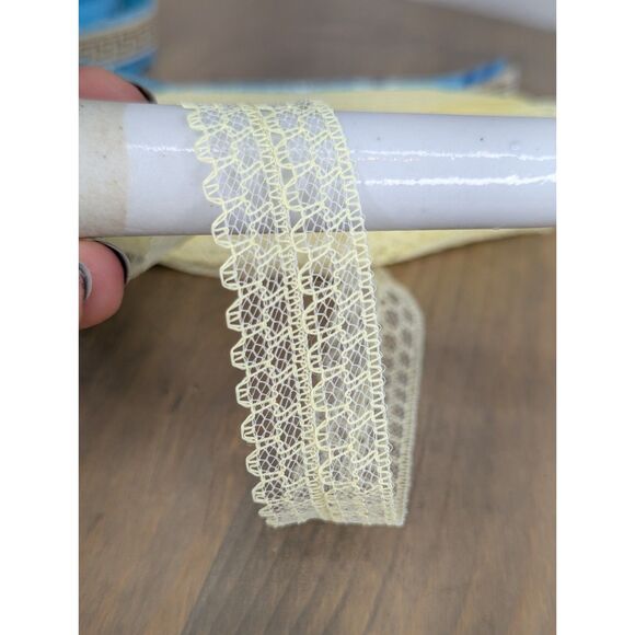 Lot of 6 Vintage Lace and Ribbon Assorted Lengths Colors Sew Craft Unique Greek - Picture 5 of 10